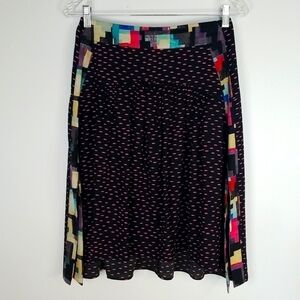 Rachel Roy Black Rainbow Fit and Flare Midi Skirt Size 0